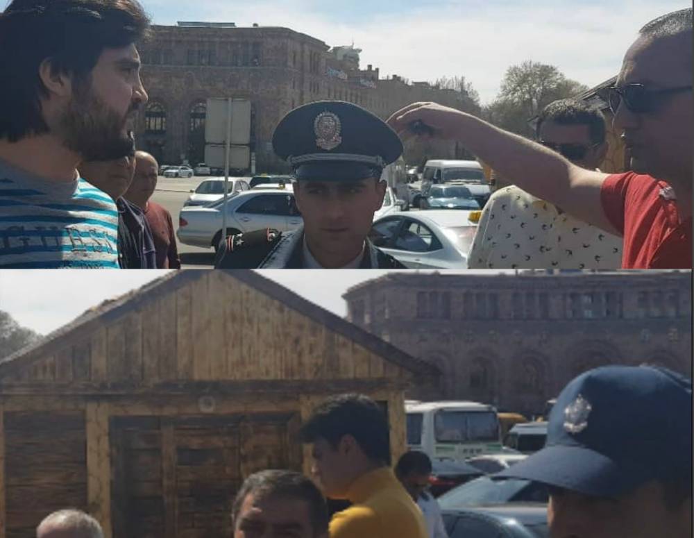 Գոռգոռոցներ Հանրապետության հրապարակում․ քաղաքացուն ստիպում են հեռացնել տնակը. (տեսանյութ)