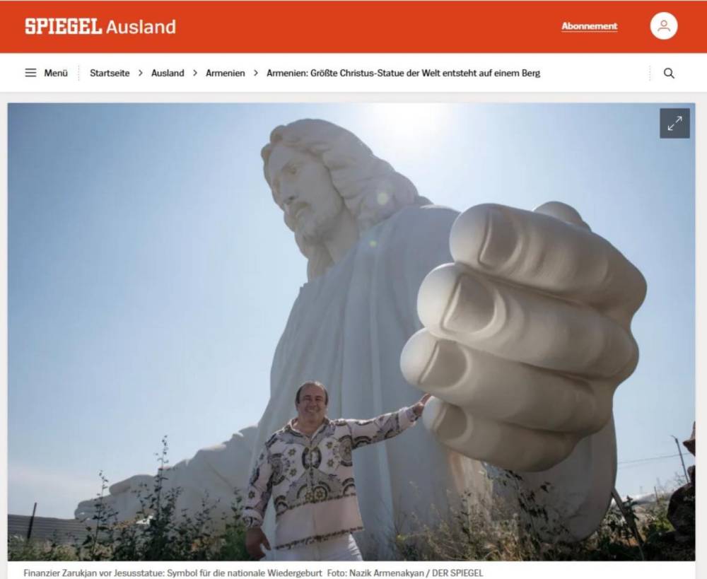 Աշխարհի հեղինակավոր պարբերականներից մեկն անդրադարձել է Հայաստանում կառուցվող Հիսուս Քրիստոսի՝ աշխարհում ամենաբարձր մոնումենտալ արձան-համալիրին․ Իվետա Տոնոյան