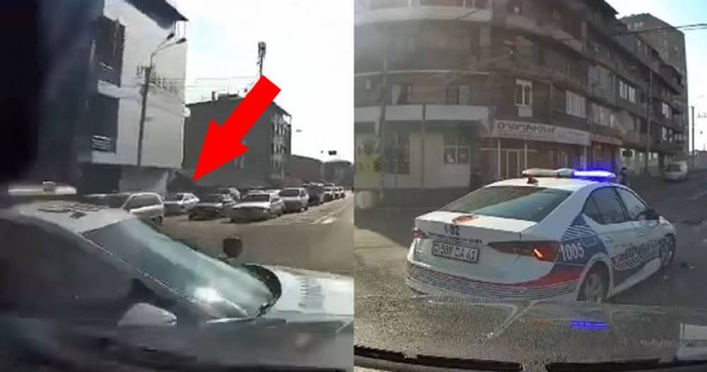 Ինչպես են Երևանում պարեկները, խախտելով երթևեկության կանոնները, վթարի ենթարկվում (Video)