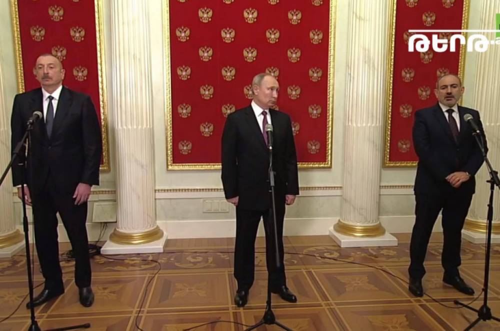 Փաշինյանի, Պուտինի ու Ալիևի ճեպազրույցը Արցախի թեմայով (տեսանյութ)