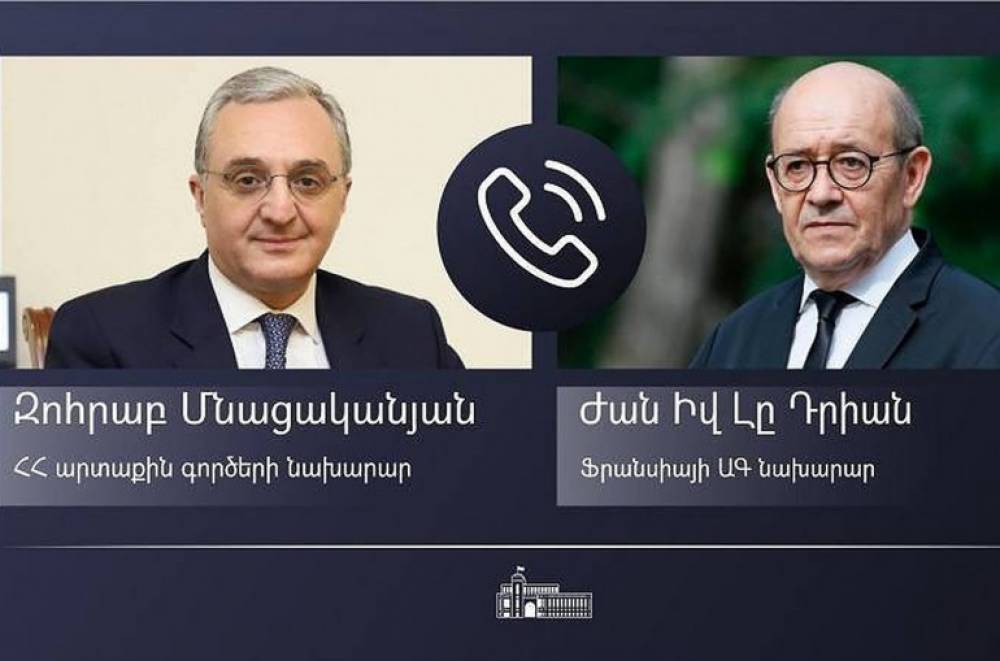 Զոհրաբ Մնացականյանը հեռախոսազրույց է ունեցել Ֆրանսիայի ԱԳ նախարար Ժան-Իվ Լը Դրիանի հետ