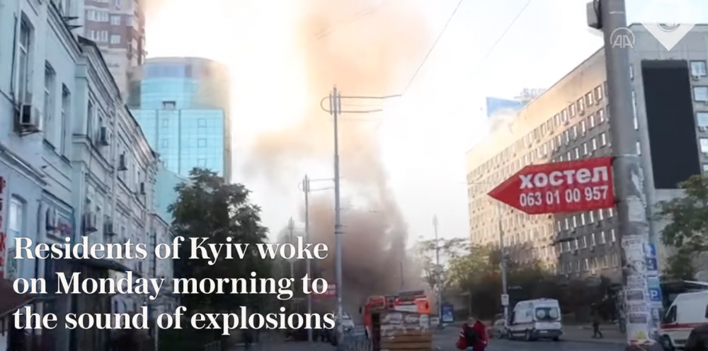 Կադրեր՝ Կիևի հրթիռակոծությունից. պայթյուն, հրդեհ, փլատակների տակ մնացած մարդիկ (տեսանյութ18+)