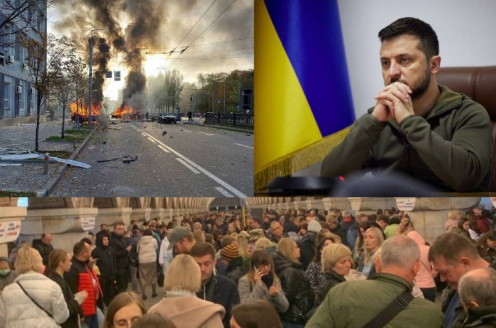 Զելենսկին ցուցադրել է Կիևի վրա հրթիռային հարձակման հետևանքները. օդային տագնապի ֆոնին հարյուր հազարավոր մարդիկ պատսպարվել են մետրոյում (տեսանյութ)